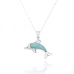 Larimar and Sterling Silver Dolphin Pendant
